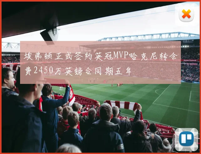 埃弗顿正式签约英冠MVP哈克尼转会费2450万英镑合同期五年